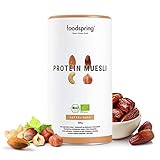 foodspring Bio Protein Müsli, Dattel-Nuss, 420g, 3,5x mehr Protein als normales Müsli